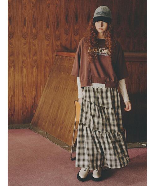 ehka sopo（エヘカソポ）の「チェックティアードスカート（スカート・レディース・レッド/ブラウン/ネイビー・F）」の9枚目の写真