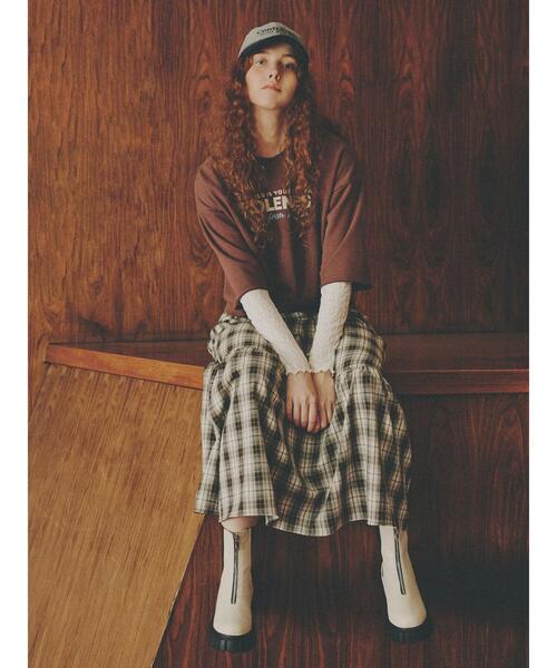 ehka sopo（エヘカソポ）の「チェックティアードスカート（スカート・レディース・レッド/ブラウン/ネイビー・F）」の8枚目の写真