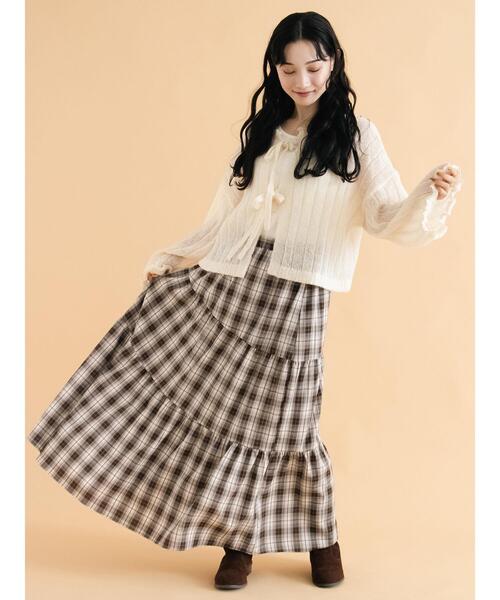 ehka sopo（エヘカソポ）の「チェックティアードスカート（スカート・レディース・レッド/ブラウン/ネイビー・F）」の6枚目の写真