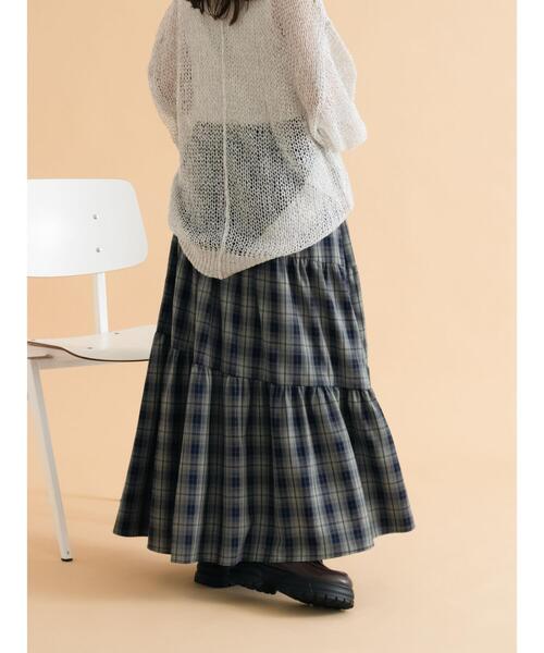 ehka sopo（エヘカソポ）の「チェックティアードスカート（スカート・レディース・レッド/ブラウン/ネイビー・F）」の18枚目の写真