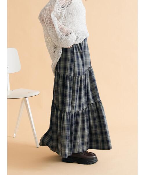 ehka sopo（エヘカソポ）の「チェックティアードスカート（スカート・レディース・レッド/ブラウン/ネイビー・F）」の19枚目の写真