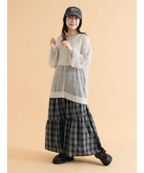 ehka sopo（エヘカソポ）の「チェックティアードスカート（スカート・レディース・レッド/ブラウン/ネイビー・F）」の22枚目の写真