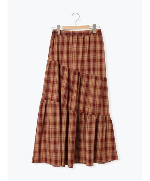 ehka sopo（エヘカソポ）の「チェックティアードスカート（スカート・レディース・レッド/ブラウン/ネイビー・F）」の17枚目の写真