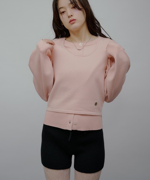 MUHET(ミュエータ)の「【set item】tank top & crew neck cardigan / タンクトップ&カーディガンセット(カーディガン/ボレロ・レディース・チャコールグレー/ネイビー/ピンク/ブラウン・FREE)」の4枚目の写真