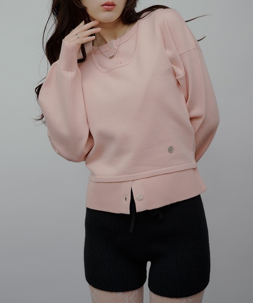 MUHET(ミュエータ)の「【set item】tank top & crew neck cardigan / タンクトップ&カーディガンセット(カーディガン/ボレロ・レディース・チャコールグレー/ネイビー/ピンク/ブラウン・FREE)」の16枚目の写真