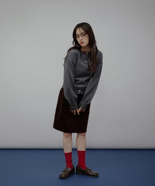 MUHET(ミュエータ)の「【set item】tank top & crew neck cardigan / タンクトップ&カーディガンセット(カーディガン/ボレロ・レディース・チャコールグレー/ネイビー/ピンク/ブラウン・FREE)」の6枚目の写真