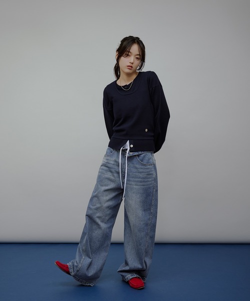 MUHET(ミュエータ)の「【set item】tank top & crew neck cardigan / タンクトップ&カーディガンセット(カーディガン/ボレロ・レディース・チャコールグレー/ネイビー/ピンク/ブラウン・FREE)」の15枚目の写真