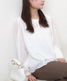 libelle more | シルク風シフォンシアーレイヤードシャーリングブラウス(シャツ/ブラウス)