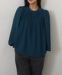 libelle more | シルク風シフォンシアーレイヤードシャーリングブラウス(シャツ/ブラウス)