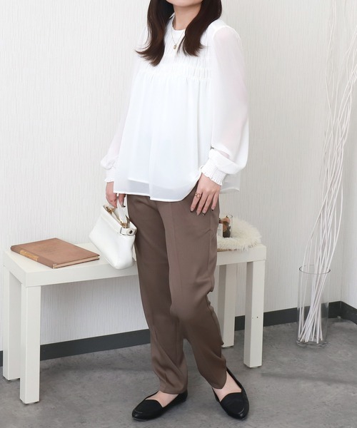 libelle more（リベル モア）の「シルク風シフォンシアーレイヤードシャーリングブラウス（シャツ/ブラウス・レディース・オフホワイト/ブルー/ブラック・M）」の17枚目の写真