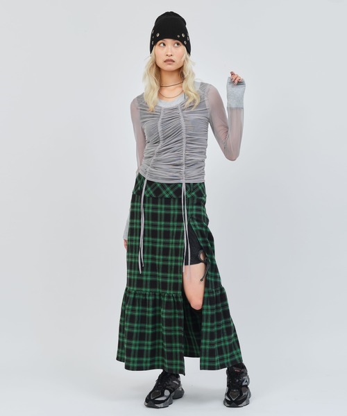 atmos pink(アトモスピンク)の「atmos pink Plaid Tiered Skirt / アトモス ピンク プレイド ティアード スカート(スカート・レディース・オレンジ/グリーン/ブラック・S/M)」の5枚目の写真