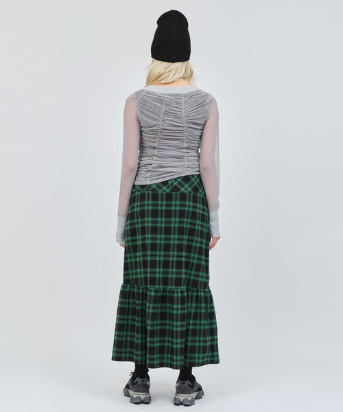 atmos pink(アトモスピンク)の「atmos pink Plaid Tiered Skirt / アトモス ピンク プレイド ティアード スカート(スカート・レディース・オレンジ/グリーン/ブラック・S/M)」の4枚目の写真