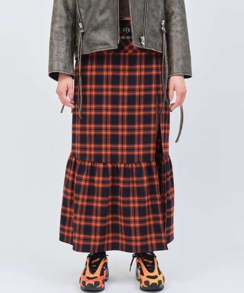 atmos pink(アトモスピンク)の「atmos pink Plaid Tiered Skirt / アトモス ピンク プレイド ティアード スカート(スカート・レディース・オレンジ/グリーン/ブラック・S/M)」の6枚目の写真