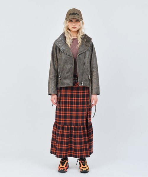 atmos pink(アトモスピンク)の「atmos pink Plaid Tiered Skirt / アトモス ピンク プレイド ティアード スカート(スカート・レディース・オレンジ/グリーン/ブラック・S/M)」の14枚目の写真