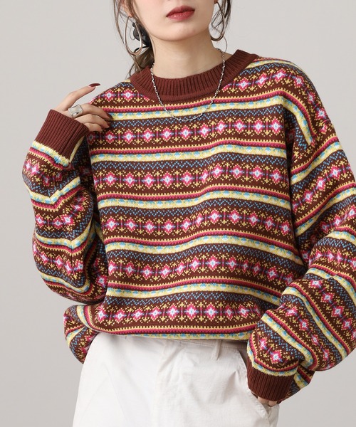 FILA（フィラ）の「FILA フェアアイルセーター（ニット/セーター・レディース・ブラウン/ピンク・FREE）」の17枚目の写真