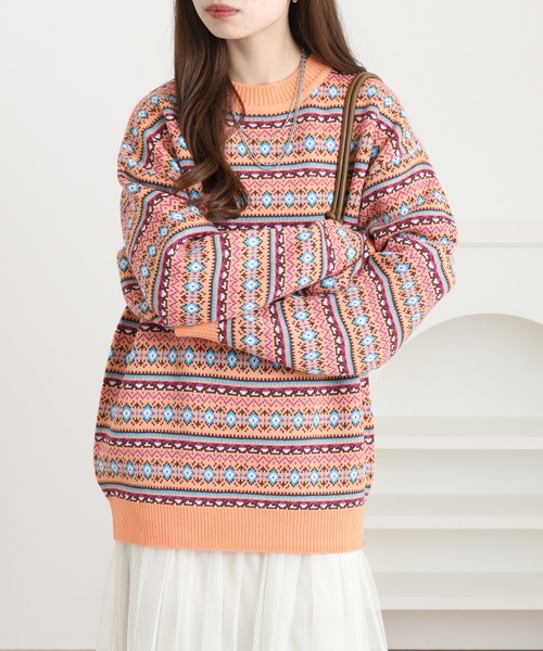 FILA（フィラ）の「FILA フェアアイルセーター（ニット/セーター・レディース・ブラウン/ピンク・FREE）」の14枚目の写真