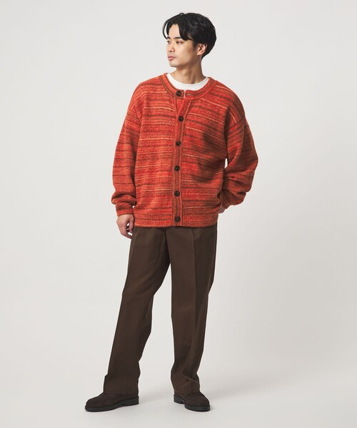 green label relaxing（グリーンレーベルリラクシング）の「【WEB限定】＜GLR or＞カスリ風 クルーネック カーディガン（カーディガン/ボレロ・メンズ・オレンジ/ケリーグリーン・M/L/S）」の3枚目の写真