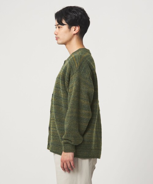 green label relaxing（グリーンレーベルリラクシング）の「【WEB限定】＜GLR or＞カスリ風 クルーネック カーディガン（カーディガン/ボレロ・メンズ・オレンジ/ケリーグリーン・M/L/S）」の5枚目の写真