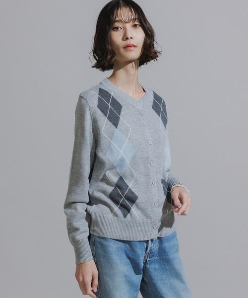 AO2（アオズ）の「Argyle Pattern Wool Knit Cardigan / アーガイル柄 ウールニットカーディガン（カーディガン/ボレロ・レディース・ネイビー/レッド/アッシュ・FREE）」の20枚目の写真