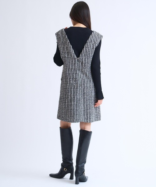 NOELA(ノエラ)の「ツイードミニ丈ジャンスカ(ワンピース・レディース・ブラック/オフホワイト・S/M)」の10枚目の写真