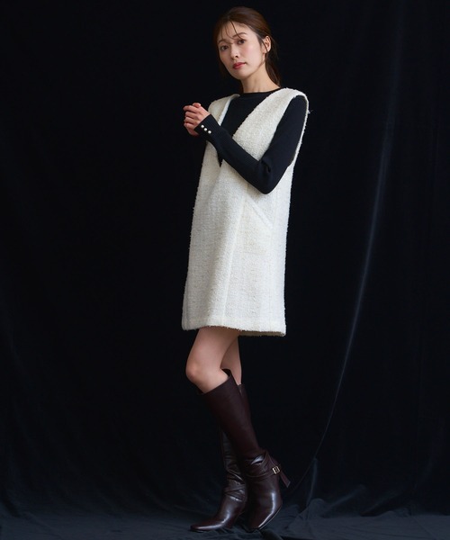 NOELA(ノエラ)の「ツイードミニ丈ジャンスカ(ワンピース・レディース・ブラック/オフホワイト・S/M)」の15枚目の写真