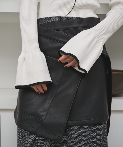 ETRE TOKYO フェイクレザーラップスカート - BLACK ETRE TOKYO - フェイクレザーラップスカート - BLACK | ADDICT