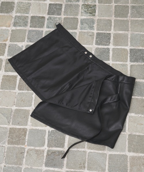 ETRE TOKYO フェイクレザーラップスカート - BLACK ETRE TOKYO