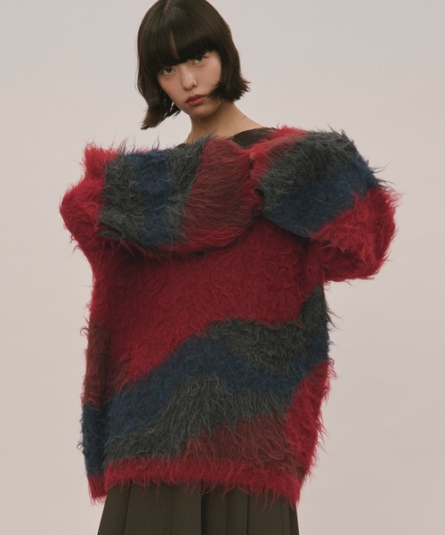 loin nuitロワンニュイ レースアップグリッターニット loin nuitロワンニュイ レースアップグリッターニット