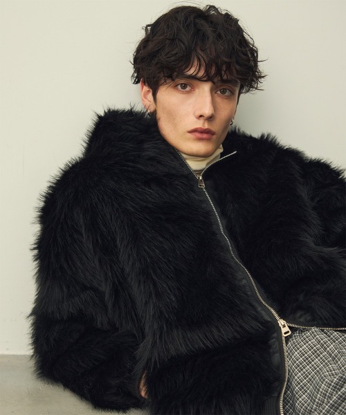 ダブルジップファーブルゾン Double Zip Eco Fur Hooded Blouson / ダブルジップエコファー