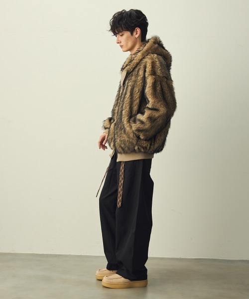 ダブルジップファーブルゾン Double Zip Eco Fur Hooded Blouson / ダブルジップエコファー