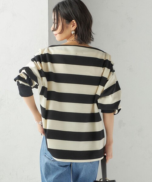 SHIPS(シップス)の「【SHIPS別注】onit:〈洗濯機可能〉ストレッチ ボーダー 3WAY カットソー(Tシャツ/カットソー・レディース・グレー/キャメル/ブラック・ONE SIZE)」の12枚目の写真
