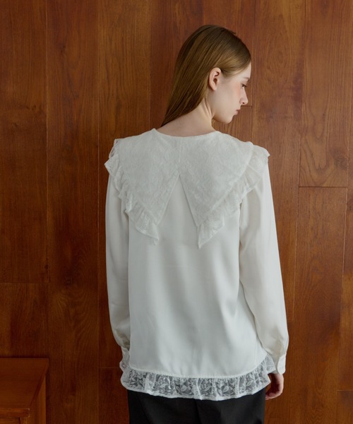トップス idem vintage lace big collar blouse トップス idem vintage lace big collar blouse セール】lace collar