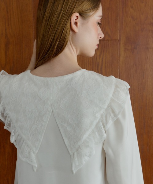 idem（イデム）の「lace collar vintage satin blouse / レースカラーヴィンテージサテンブラウス（シャツ/ブラウス・レディース・ブラック/ホワイト・FREE）」の20枚目の写真