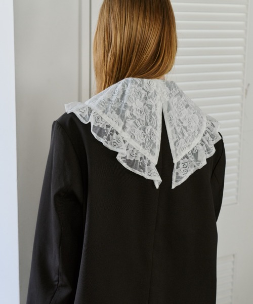 idem（イデム）の「lace collar vintage satin blouse / レースカラーヴィンテージサテンブラウス（シャツ/ブラウス・レディース・ブラック/ホワイト・FREE）」の5枚目の写真