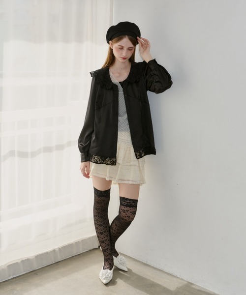 idem（イデム）の「lace collar vintage satin blouse / レースカラーヴィンテージサテンブラウス（シャツ/ブラウス・レディース・ブラック/ホワイト・FREE）」の11枚目の写真