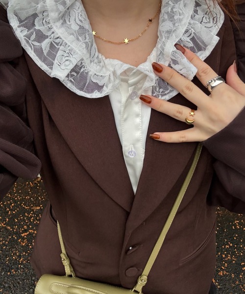 idem（イデム）の「lace collar vintage satin blouse / レースカラーヴィンテージサテンブラウス（シャツ/ブラウス・レディース・ブラック/ホワイト・FREE）」の14枚目の写真