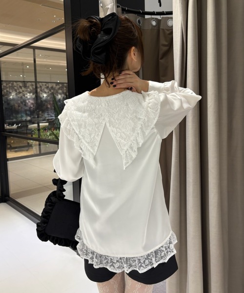 idem（イデム）の「lace collar vintage satin blouse / レースカラーヴィンテージサテンブラウス（シャツ/ブラウス・レディース・ブラック/ホワイト・FREE）」の16枚目の写真