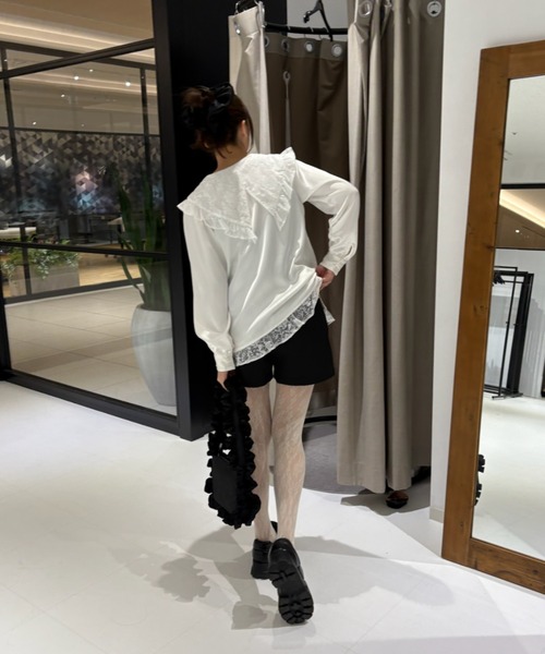 idem（イデム）の「lace collar vintage satin blouse / レースカラーヴィンテージサテンブラウス（シャツ/ブラウス・レディース・ブラック/ホワイト・FREE）」の17枚目の写真