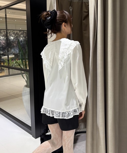 idem（イデム）の「lace collar vintage satin blouse / レースカラーヴィンテージサテンブラウス（シャツ/ブラウス・レディース・ブラック/ホワイト・FREE）」の18枚目の写真