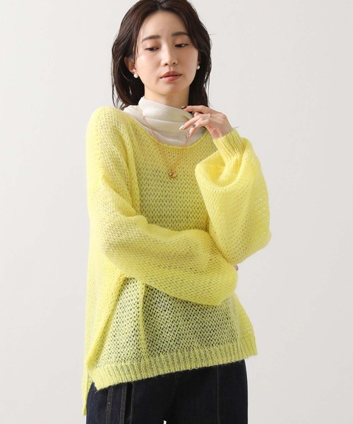 セール】モヘア混シアーボートネックパフニット（ニット/セーター