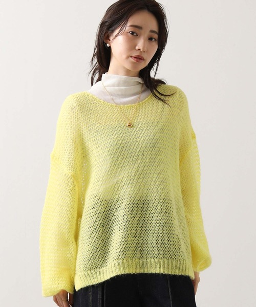 セール】モヘア混シアーボートネックパフニット（ニット/セーター