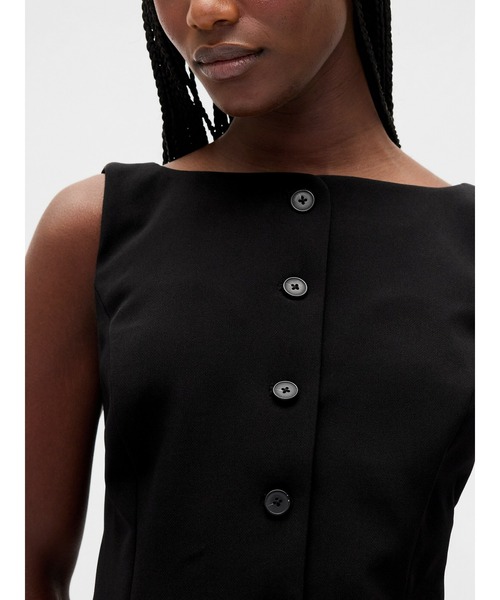 GAP（ギャップ）の「バイストレッチ フロントボタン ミニワンピース（ワンピース・レディース・ブラック・XS/S/M/L/XXS）」の3枚目の写真