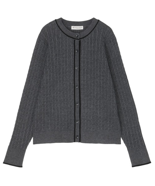 TOKYO SHIRTS（トウキョウシャツ）の「アンチピリング 配色ケーブルカーディガン（カーディガン/ボレロ・レディース・オフホワイト/チャコール・M/L/LL）」の8枚目の写真