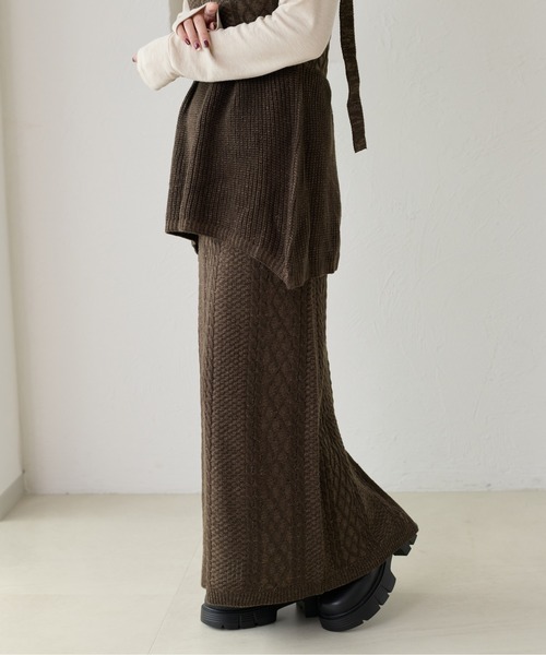 セール】【apres jour clair】【セットアップ可能】ケーブルニット