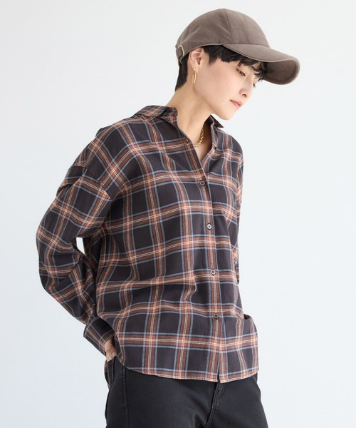 BARNYARDSTORM（バンヤードストーム）の「BARNYARDSTORM / ビエラ起毛チェックシャツ / ハンドウォッシャブル（シャツ/ブラウス・レディース・ブラック・FREE）」の2枚目の写真