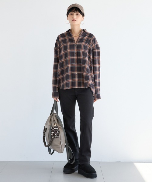 BARNYARDSTORM（バンヤードストーム）の「BARNYARDSTORM / ビエラ起毛チェックシャツ / ハンドウォッシャブル（シャツ/ブラウス・レディース・ブラック・FREE）」の5枚目の写真