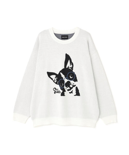 DANKE SCHON（ダンケシェーン）の「【WEB&DEPOT限定】DankeSchon/ダンケシェーン/W Jacquard DOG KNIT（ニット/セーター・レディース・ホワイト系2/ブルー/チャコールグレー・L/M/XL）」の7枚目の写真