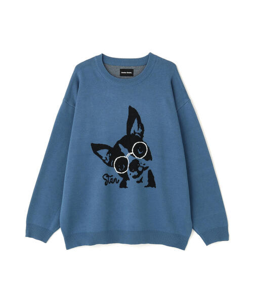 DANKE SCHON（ダンケシェーン）の「【WEB&DEPOT限定】DankeSchon/ダンケシェーン/W Jacquard DOG KNIT（ニット/セーター・レディース・ホワイト系2/ブルー/チャコールグレー・L/M/XL）」の9枚目の写真