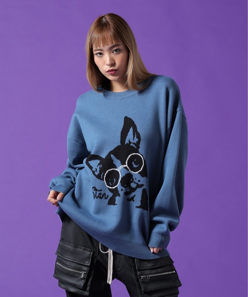 DANKE SCHON（ダンケシェーン）の「【WEB&DEPOT限定】DankeSchon/ダンケシェーン/W Jacquard DOG KNIT（ニット/セーター・レディース・ホワイト系2/ブルー/チャコールグレー・L/M/XL）」の18枚目の写真