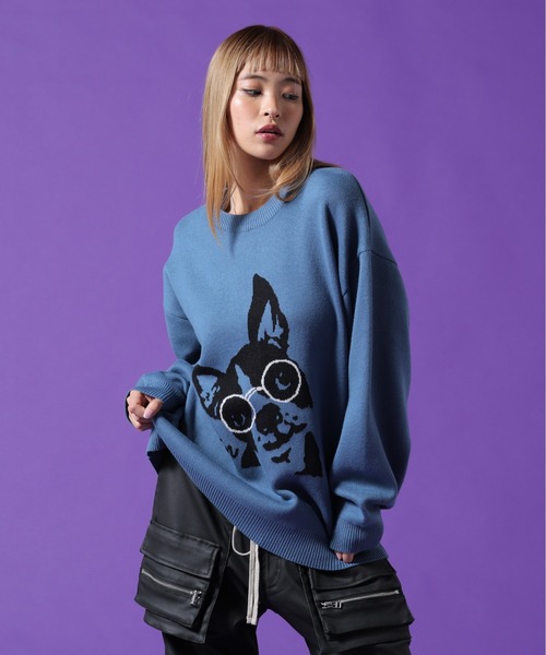 DANKE SCHON（ダンケシェーン）の「【WEB&DEPOT限定】DankeSchon/ダンケシェーン/W Jacquard DOG KNIT（ニット/セーター・レディース・ホワイト系2/ブルー/チャコールグレー・L/M/XL）」の19枚目の写真